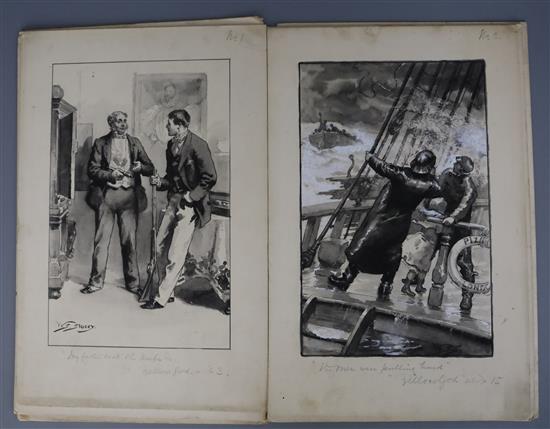 Walter Syndey Stacey (1846-1929). A set of 6 monochrome watercolour illustrations for The Yellow